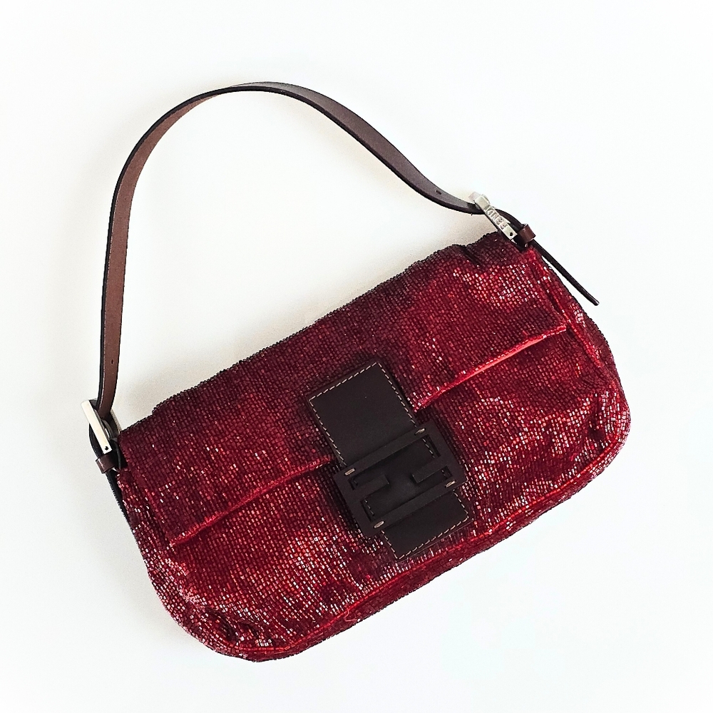 **SOLD**Fendi Baguette Beaded Vintage Ruby Red